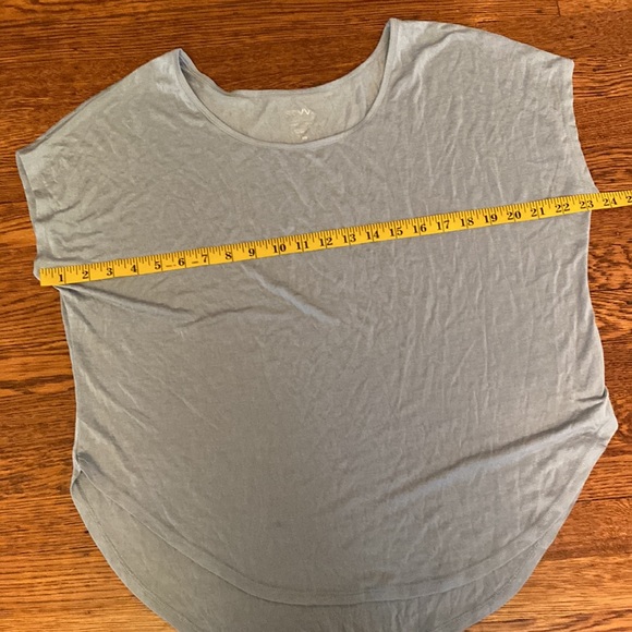 💰SAVVI SM-MD Light Blue Oversized Relaxed Boxy Curved Hi Low Hem TIDES Top - Picture 9 of 13